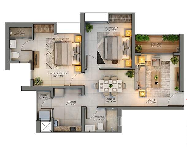 3 BHK Floor Plan