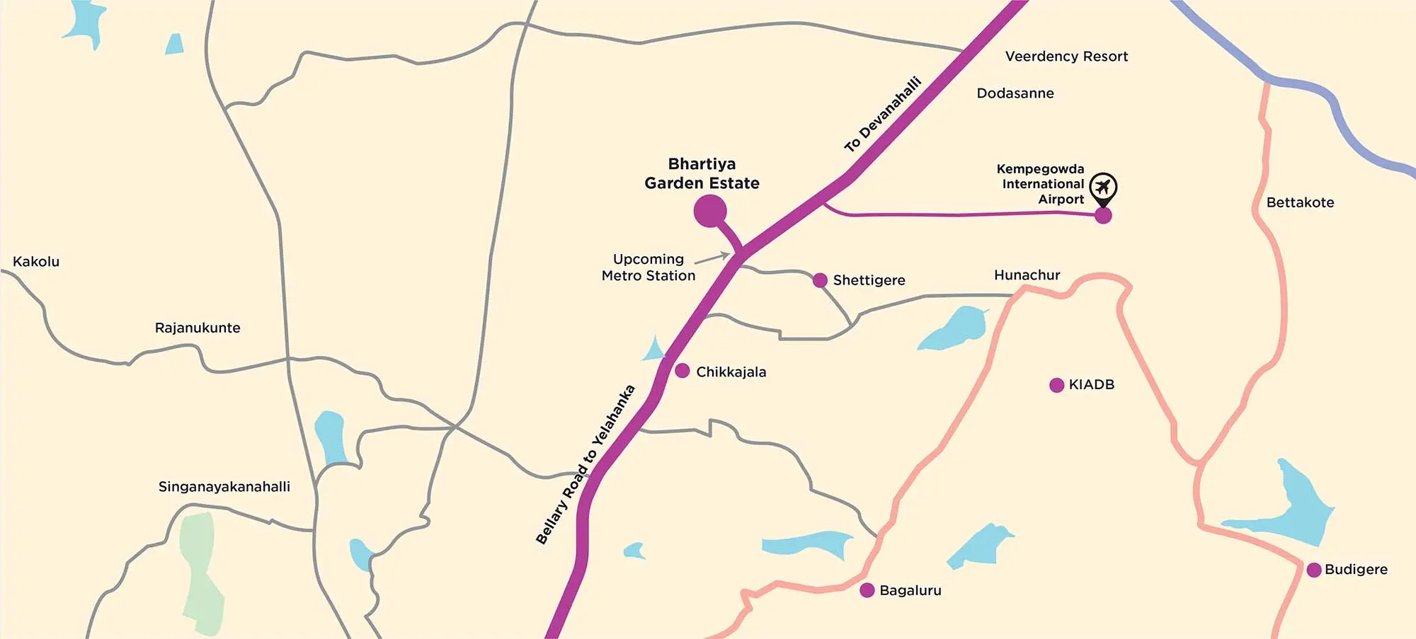 Nikoo Homes Sadahalli Location Map - Near Bangalore Airport Toll